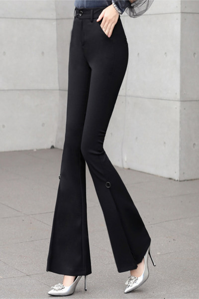 Pantaloni moderni de damă Charleston cu tul în negru