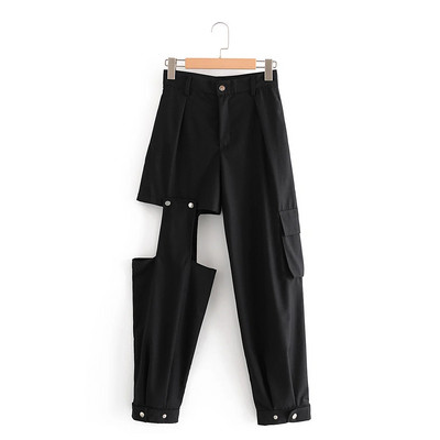 Асиметричен дамски панталон с изрязани части