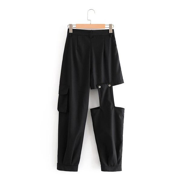 Асиметричен дамски панталон с изрязани части