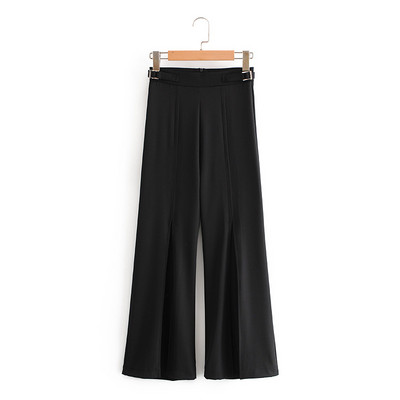 Дамски широки панталони в черен цвят