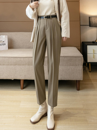 Дамски панталон с колан и висока талия-в няколко цвята