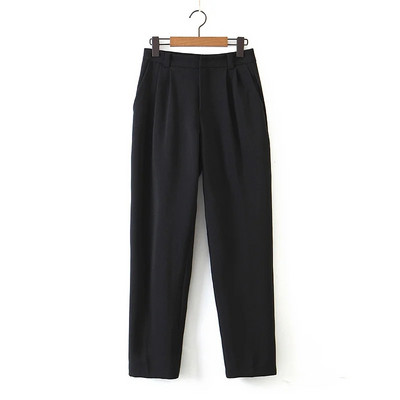 Pantaloni drepti casual cu bustiere și buzunare