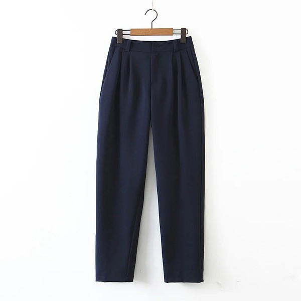 Pantaloni drepti casual cu bustiere și buzunare