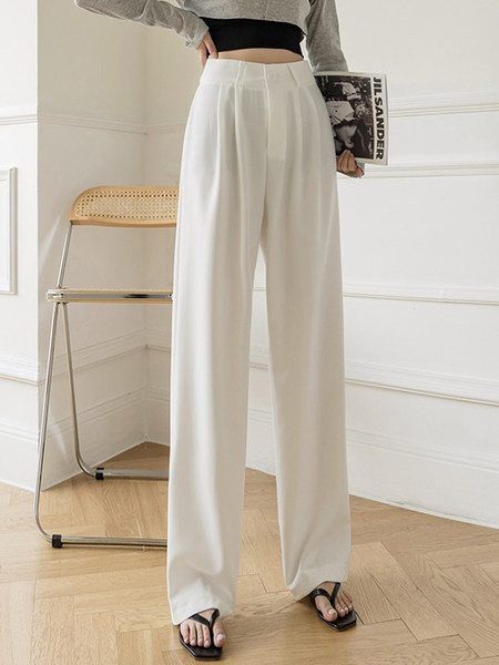 Стилен дамски широк панталон с висока талия в три цвята