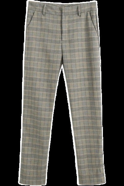 Ženske ravne karirane hlače sive boje