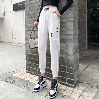 Pantaloni de dama cu nasturi si elastic in talie