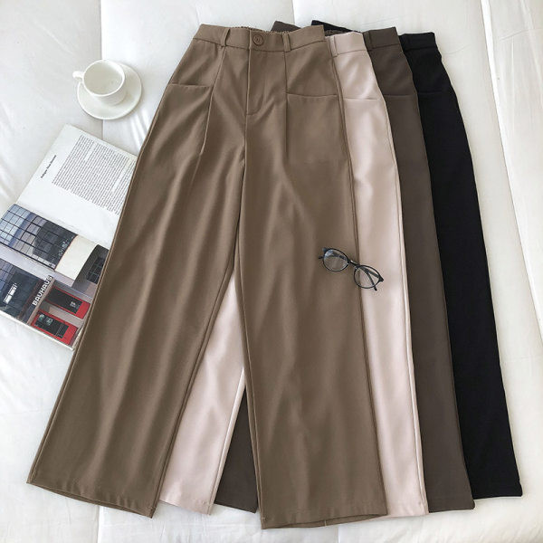 Дамски панталон с  джобове и висока талия