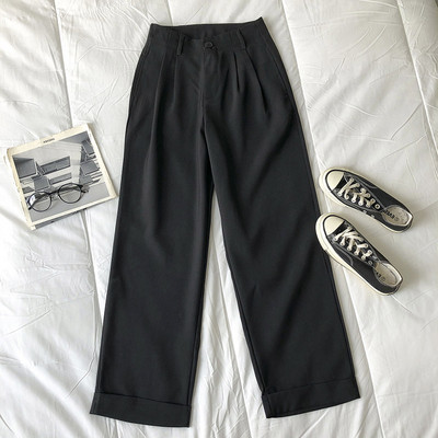 Pantaloni de dama moderni cu talie inalta - model drept