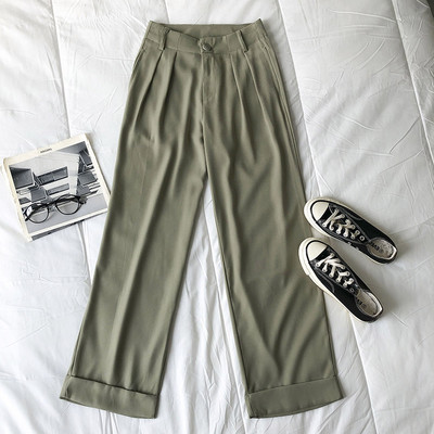 Pantaloni de dama moderni cu talie inalta - model drept