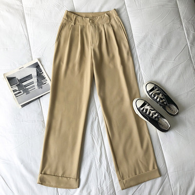 Pantaloni de dama moderni cu talie inalta - model drept