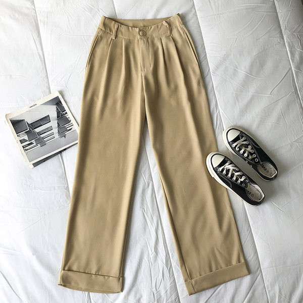 Pantaloni de dama moderni cu talie inalta - model drept