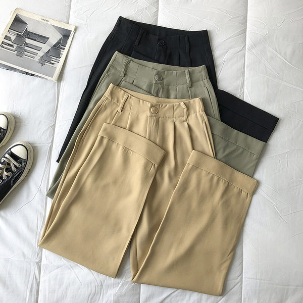 Pantaloni de dama moderni cu talie inalta - model drept