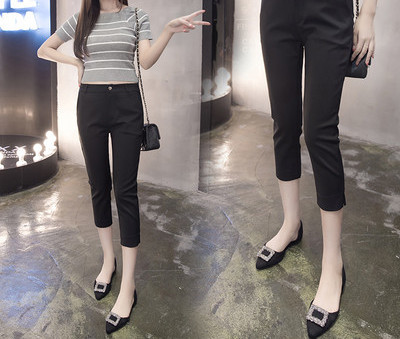 Pantaloni casual dama cu lungime 7/8 in negru