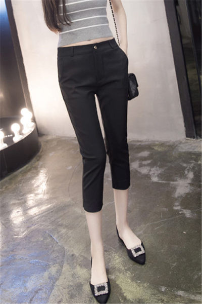 Pantaloni casual dama cu lungime 7/8 in negru