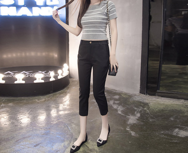 Pantaloni casual dama cu lungime 7/8 in negru