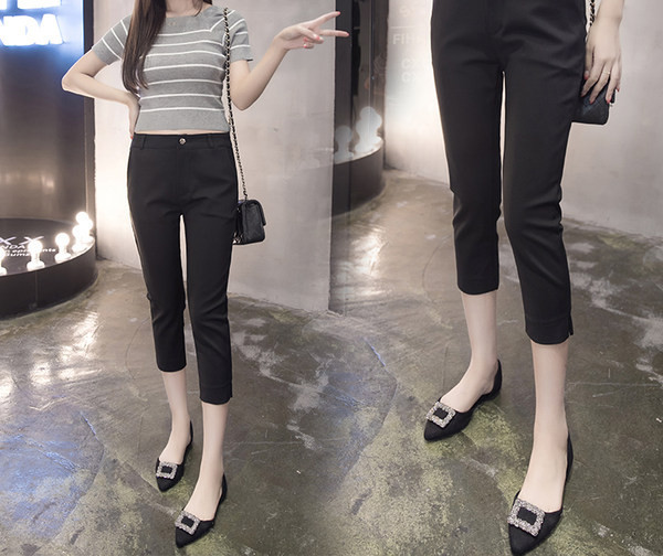 Pantaloni casual dama cu lungime 7/8 in negru