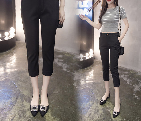 Pantaloni casual dama cu lungime 7/8 in negru