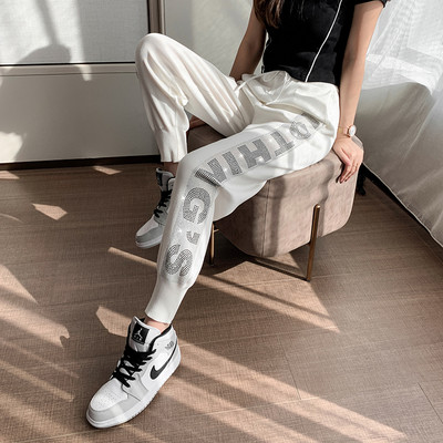 Pantaloni casual dama cu pietre si cravate