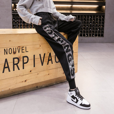 Pantaloni casual dama cu pietre si cravate