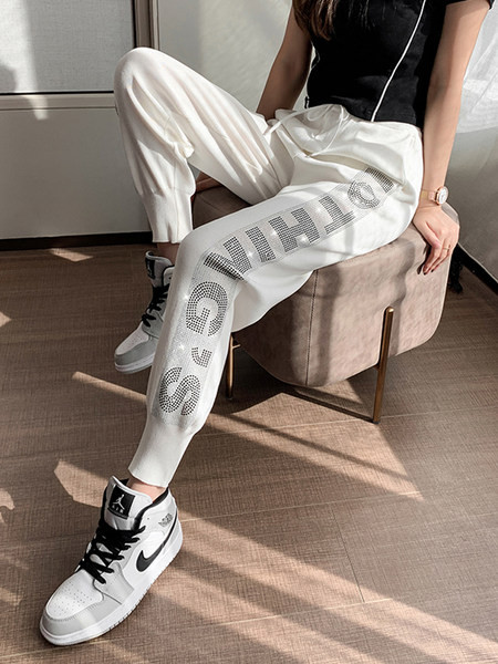 Pantaloni casual dama cu pietre si cravate