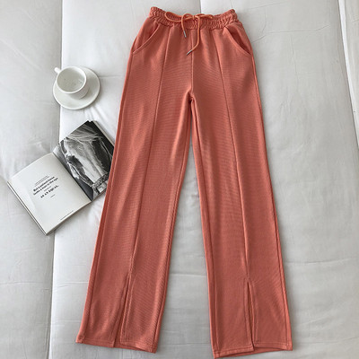 Pantaloni casual dama monocolor cu talie inalta