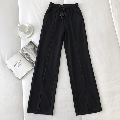 Pantaloni casual dama monocolor cu talie inalta