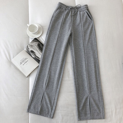 Pantaloni casual dama monocolor cu talie inalta