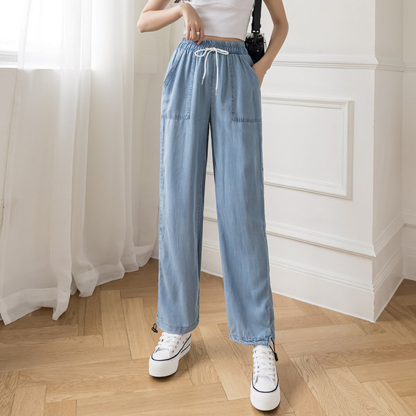 Дамски панталон с джобове и връзки