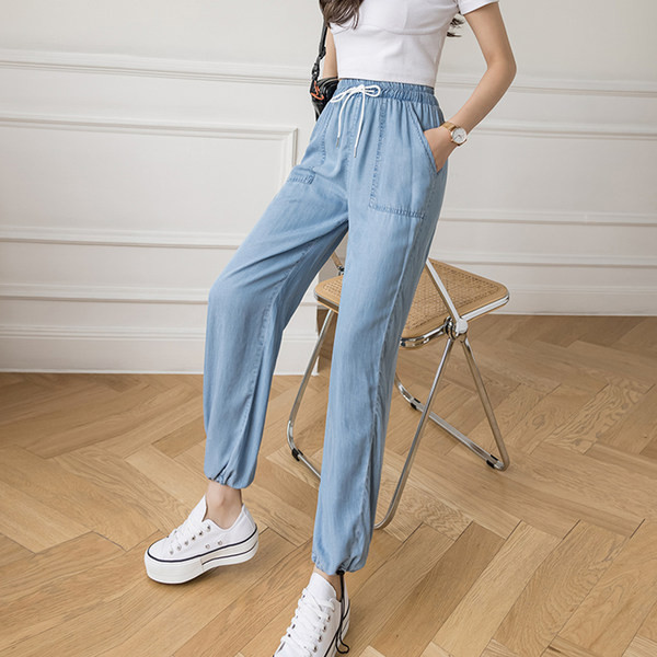 Дамски панталон с джобове и връзки