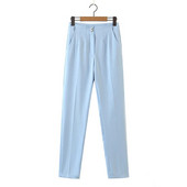 Дамски прав панталон в син цвят