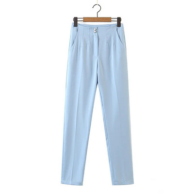 Дамски прав панталон в син цвят