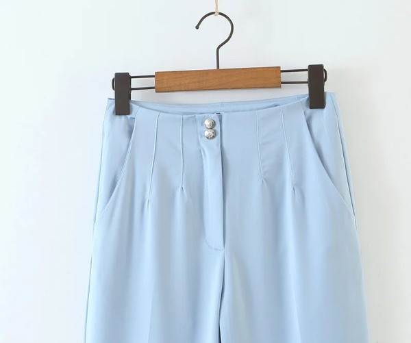 Дамски прав панталон в син цвят