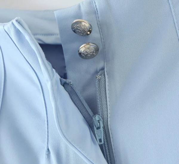 Дамски прав панталон в син цвят