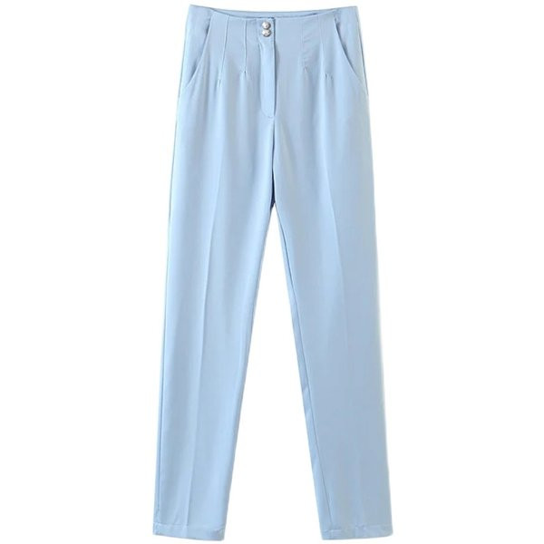 Дамски прав панталон в син цвят