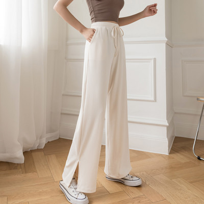Pantaloni casual dama cu cravate si talie elastica in patru culori