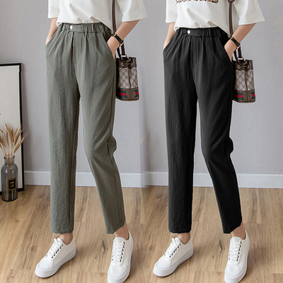 Ежедневен дамски панталон -с висока талия и джобове в три цвята