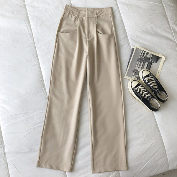 Pantaloni de dama cu talie inalta - model drept