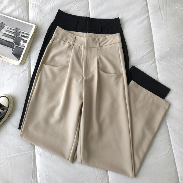 Pantaloni de dama cu talie inalta - model drept