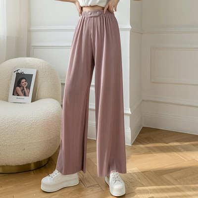 Дамски широк панталон с ластична талия в четири цвята