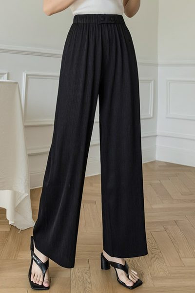 Дамски широк панталон с ластична талия в четири цвята