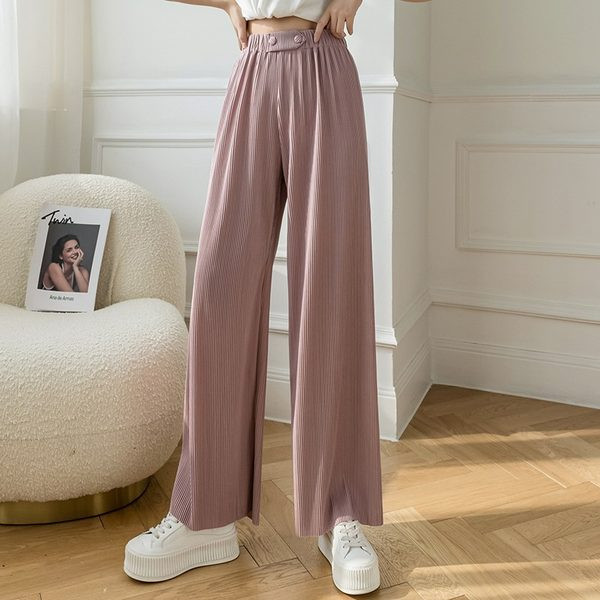 Дамски широк панталон с ластична талия в четири цвята