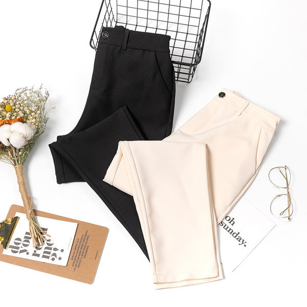 Pantaloni eleganti de dama cu talie inalta - in doua culori