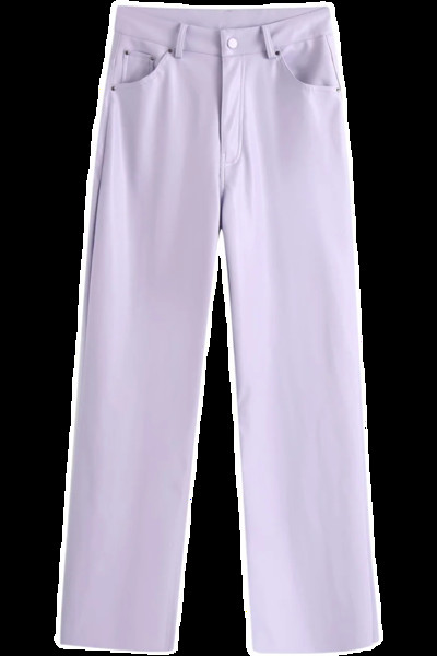 Široke ženske hlače od umjetne kože