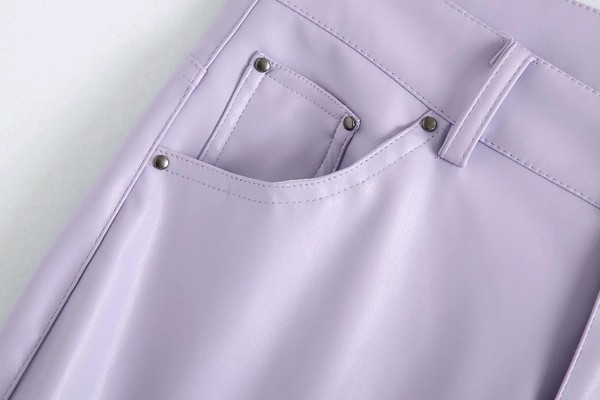 Široke ženske hlače od umjetne kože