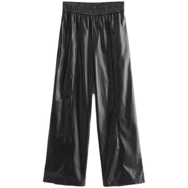 Model larg de pantaloni dama din piele ecologica