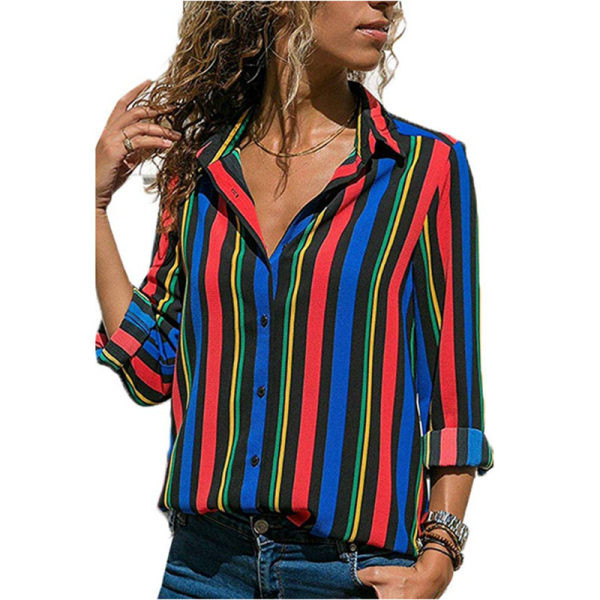 Дамска риза на райе в интересни комбинации от свежи цветове