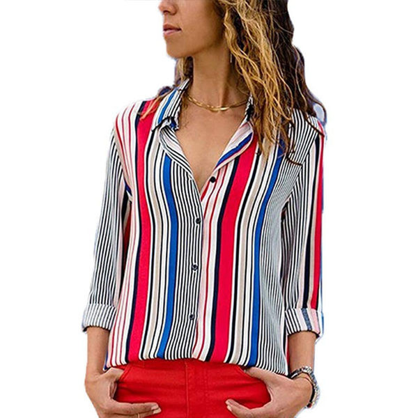 Дамска риза на райе в интересни комбинации от свежи цветове