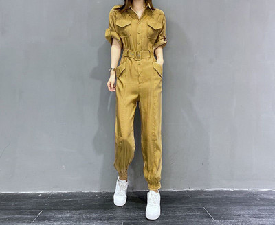 Salopeta de dama moderna cu centura si buzunare