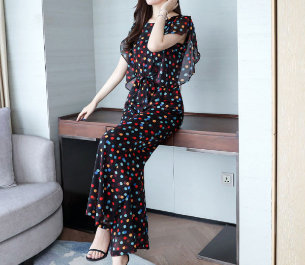 Salopeta de dama din sifon floral cu bucle