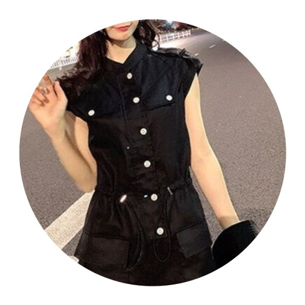 Salopeta de vara dama scurta cu nasturi si buzunare